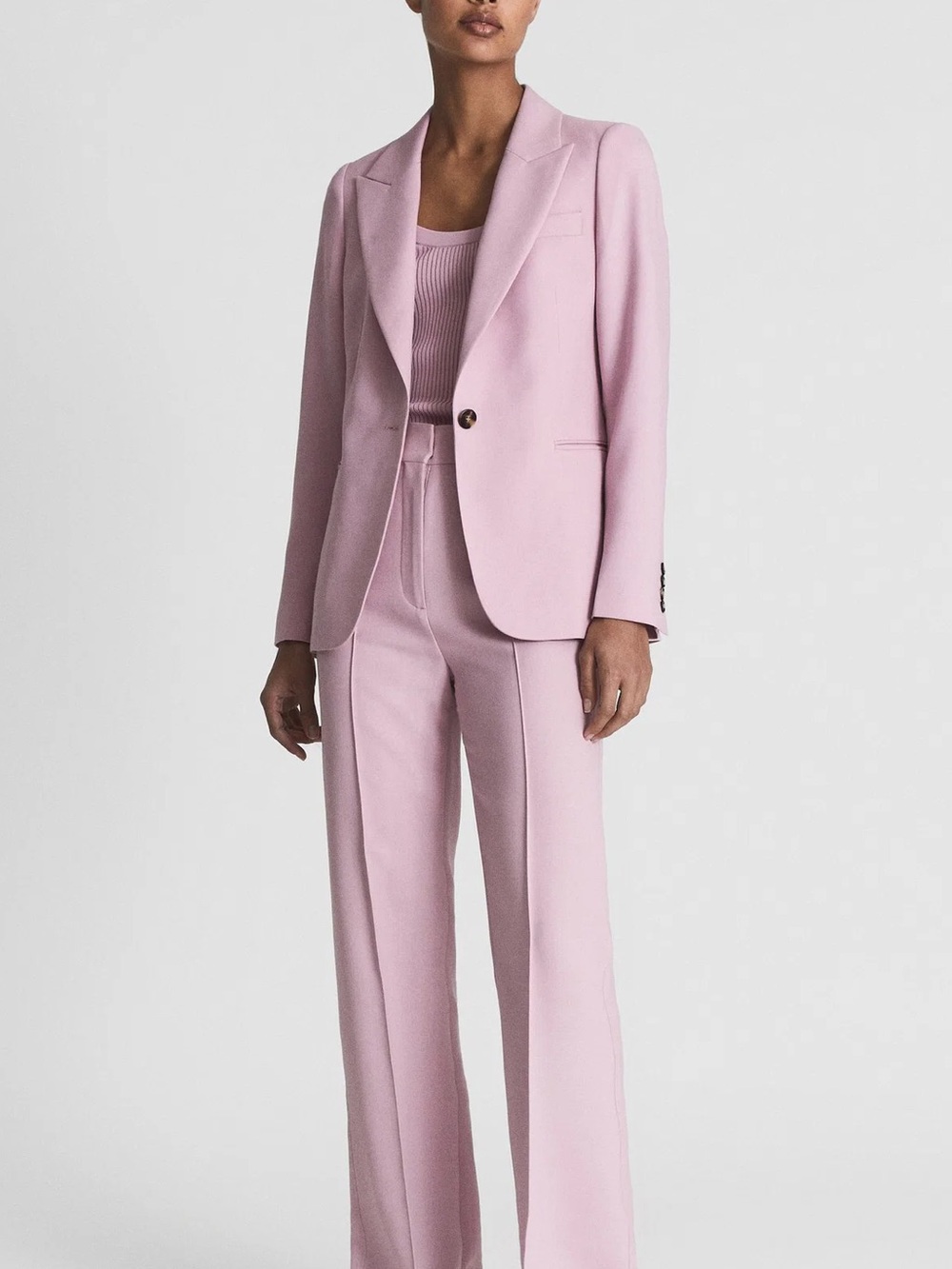 Reiss Aura Pink Wool Blend Button Front Single Breasted Blazer Jacket Size 2